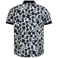 Ted Baker Baskst Printed Mens Blue/Ecru Polo Shirt