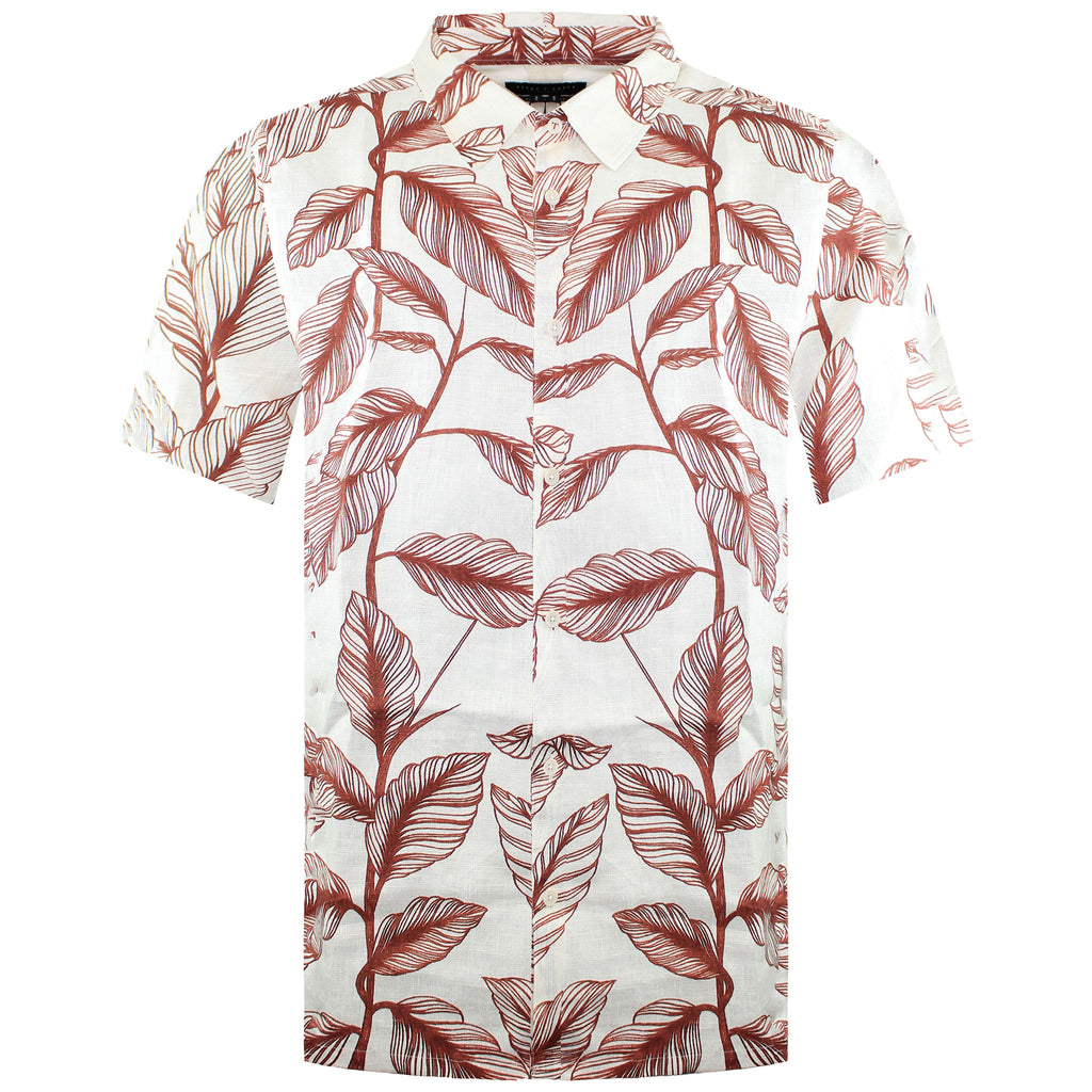 Ted Baker Tagus Mens Leaf Print Linen Shirt