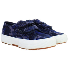 Superga Camo Ripstop Kids Blue Plimsolls