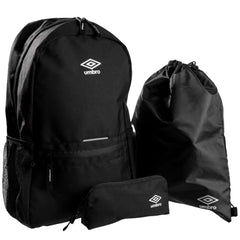 Umbro Axic Back to School Black Backpack Set
