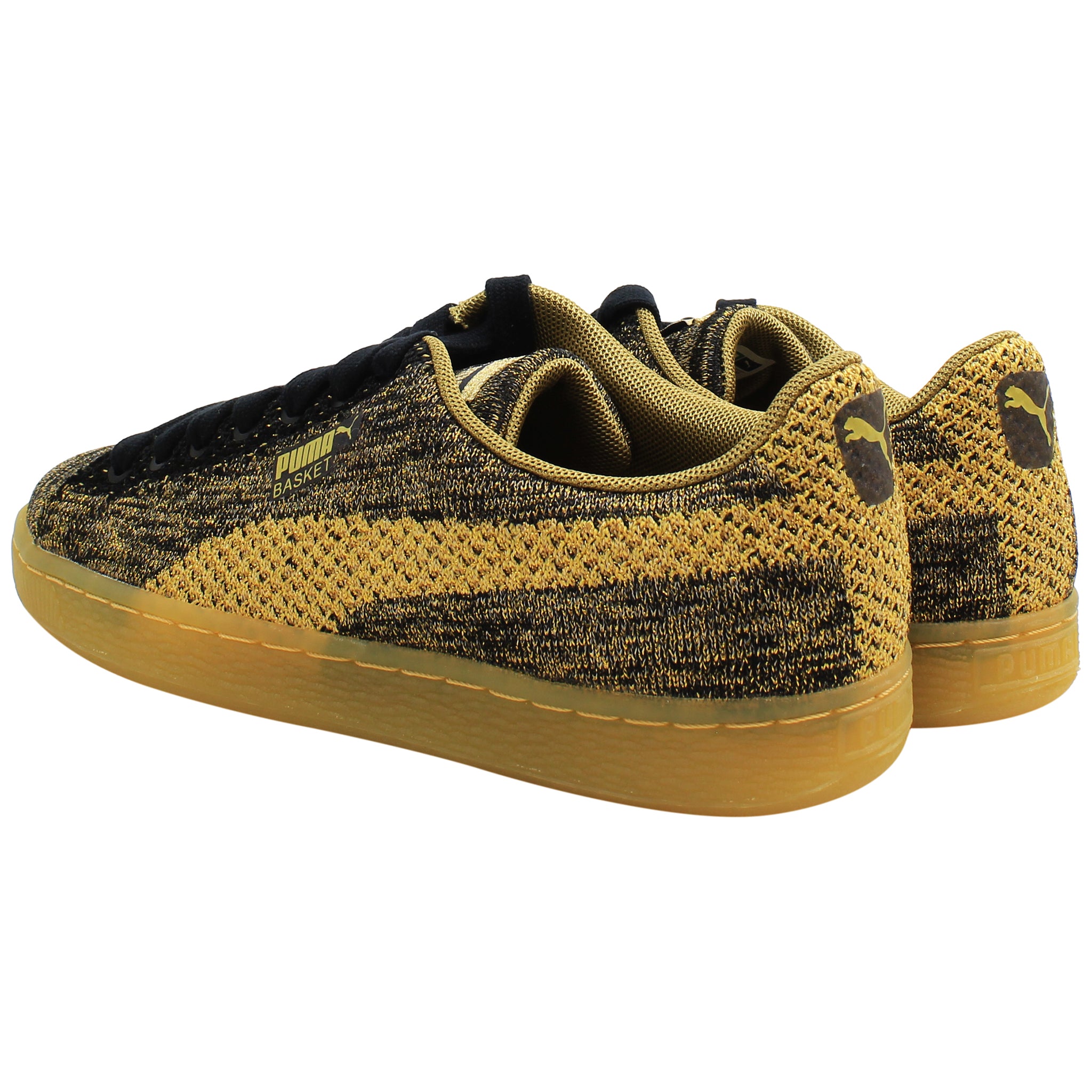 Puma Basket Knit Mens Metallic Gold Trainers