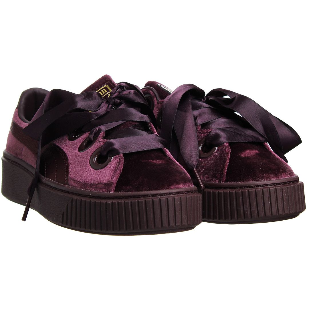 Puma Platform Kiss Velvet Womens Burgundy Trainers Sport It First