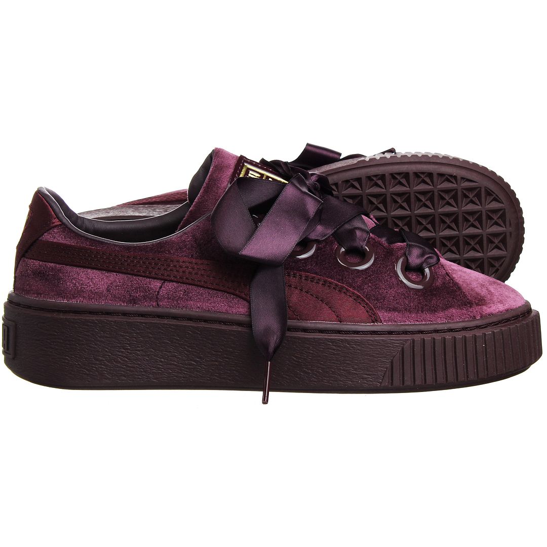 Puma Platform Kiss Velvet Womens Burgundy Trainers