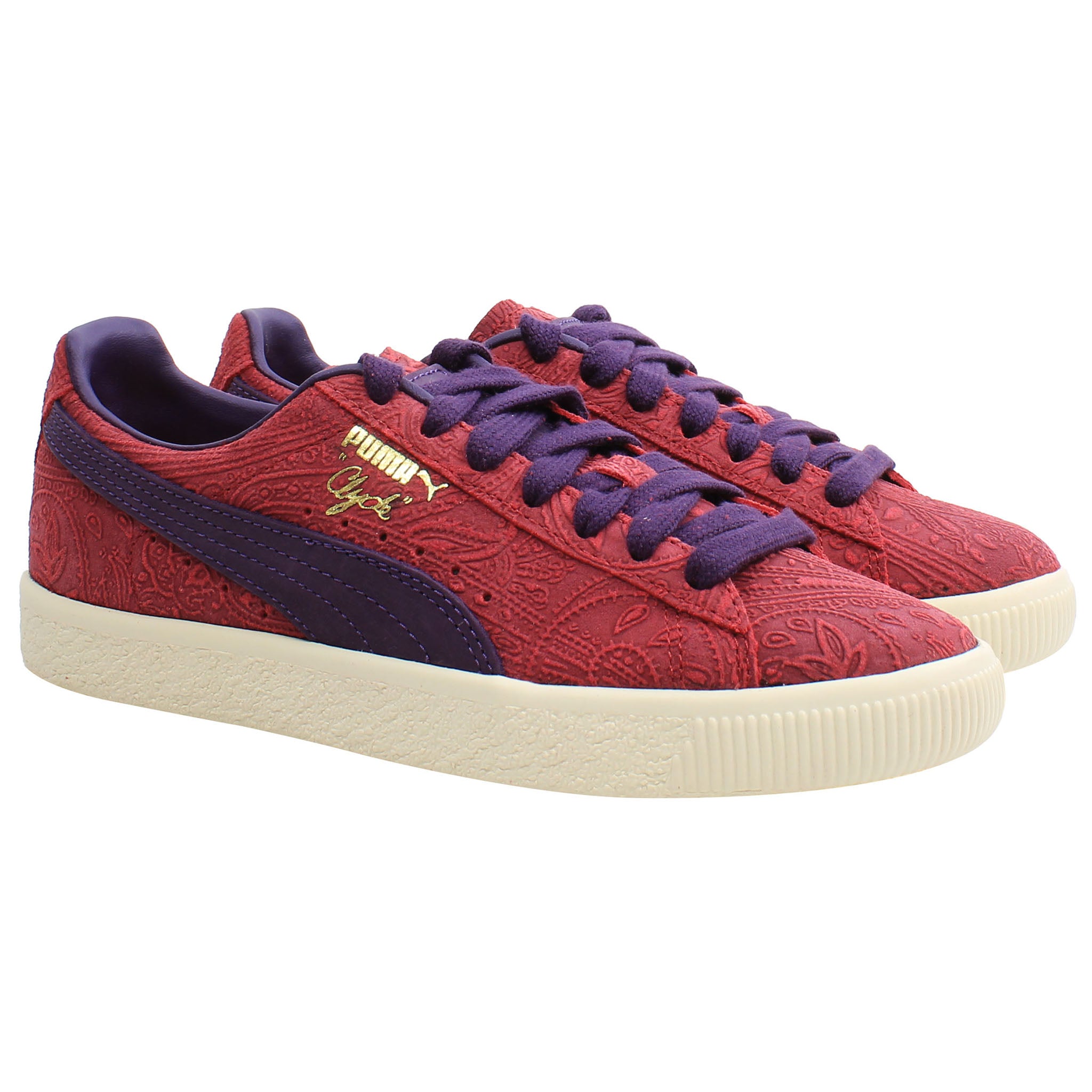 Puma Clyde Paisley Mens Burgundy Trainers