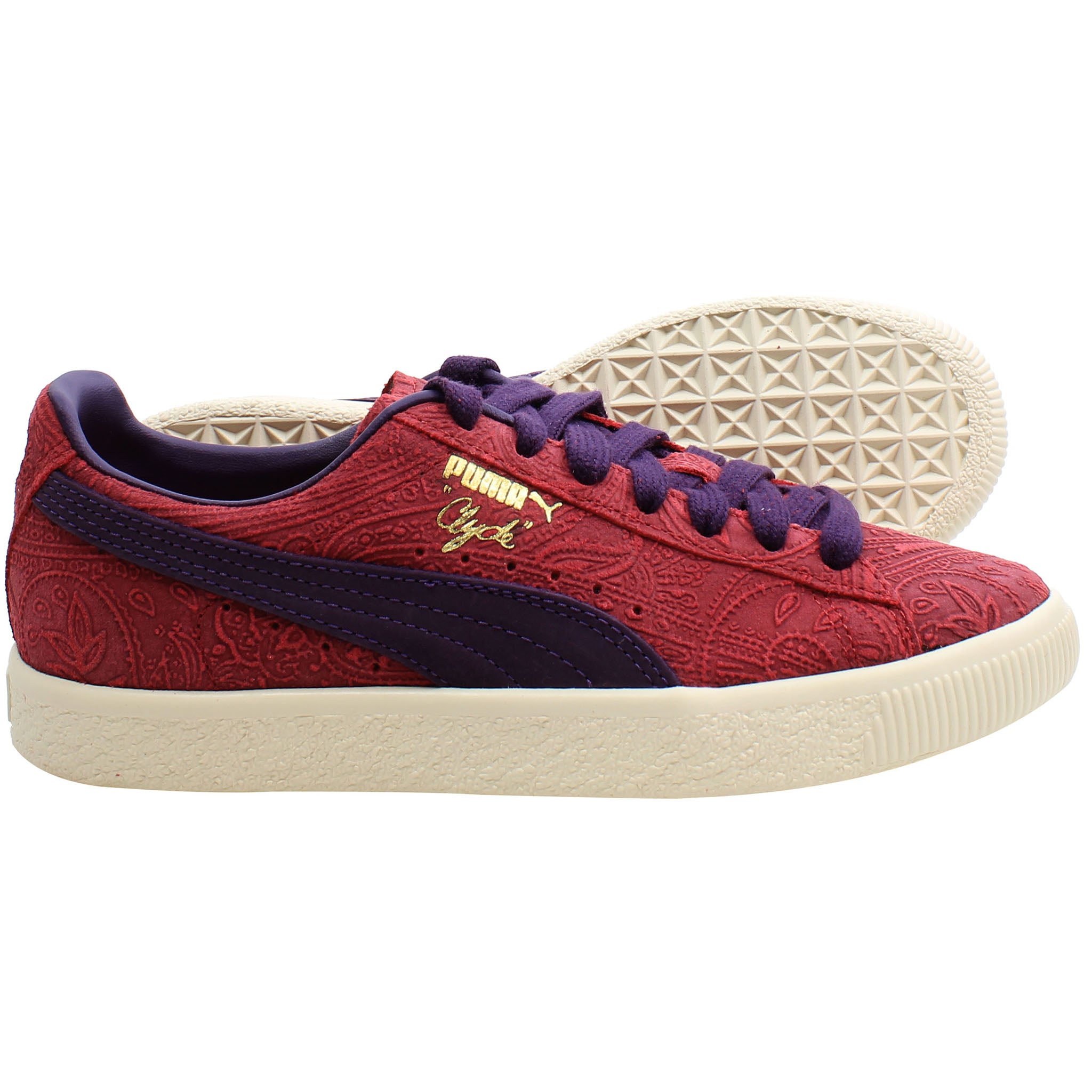 Puma Clyde Paisley Mens Burgundy Trainers