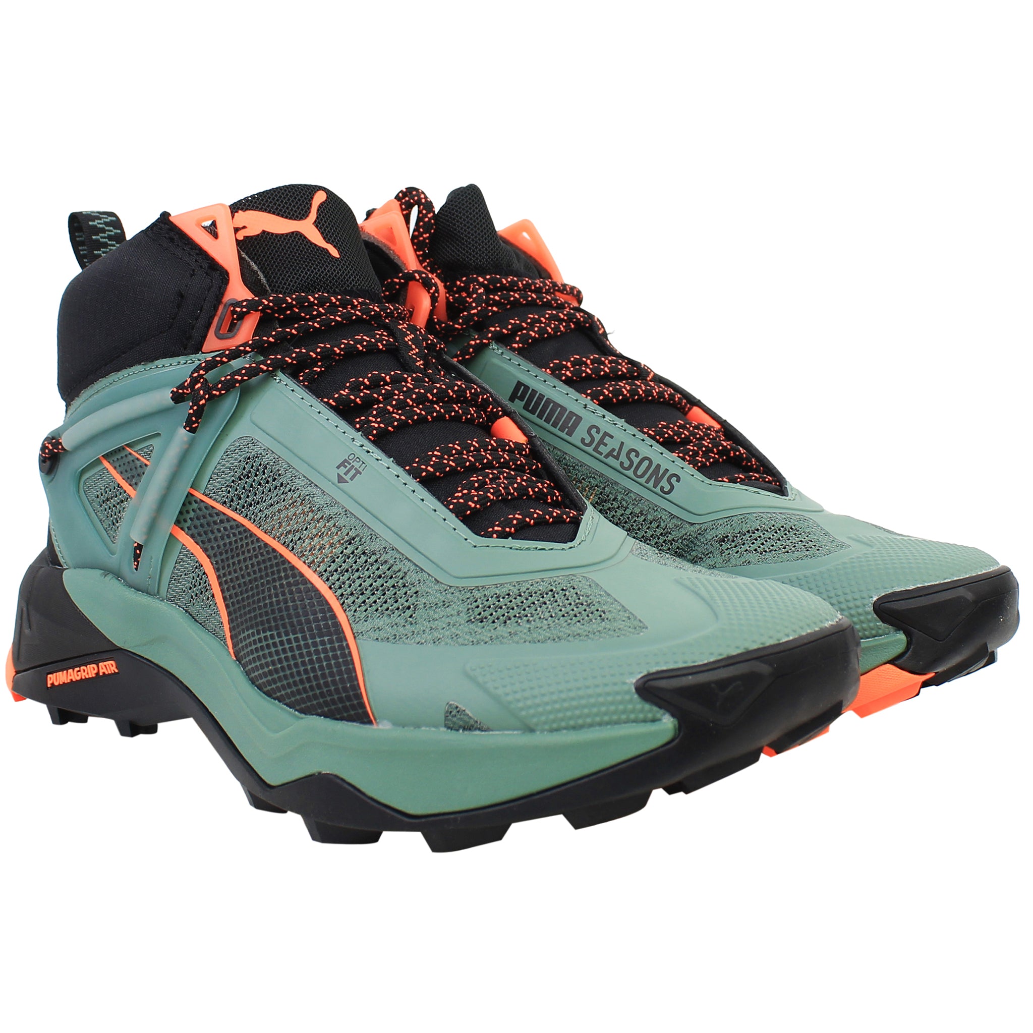 Puma Explore Nitro Mens Green Mid Hiking Shoes