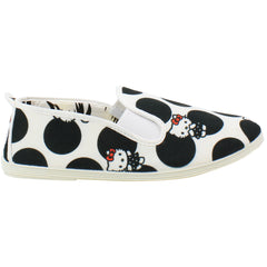 Flossy Style Hello Kitty Womens Black/White Plimsolls