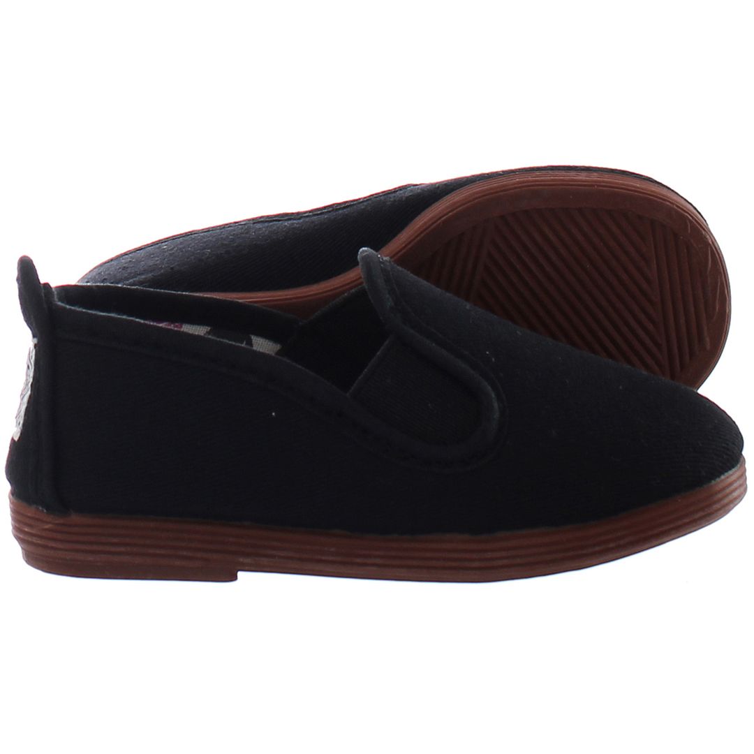 Flossy Pamplona Kids Black Plimsolls