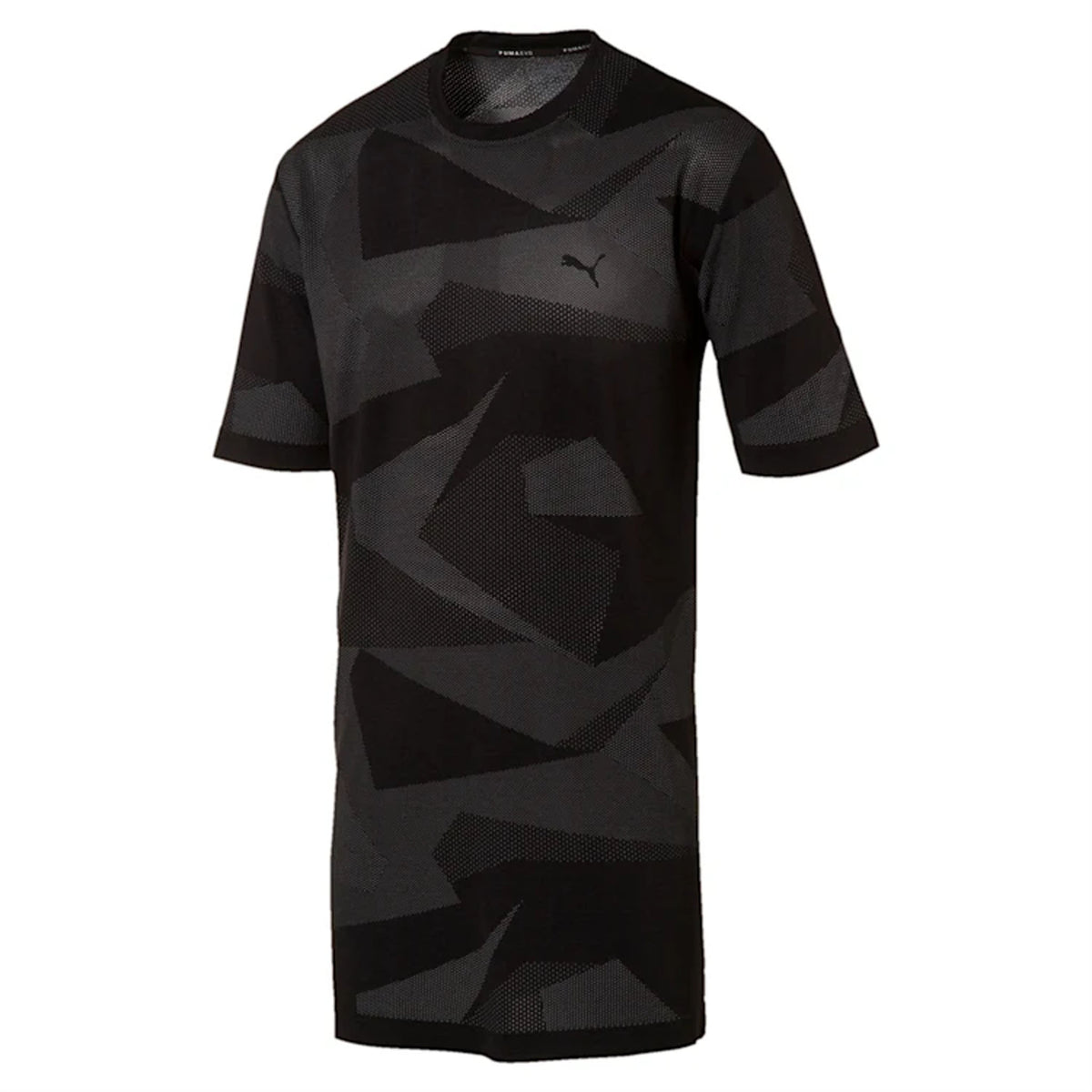 Puma Evolution Short Sleeve Crew Meck Black EvoKnit Mens Image T-Shirt 572454 01