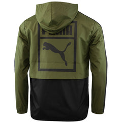 Puma Graphic Logo Mens Green/Black Hooded Jacket