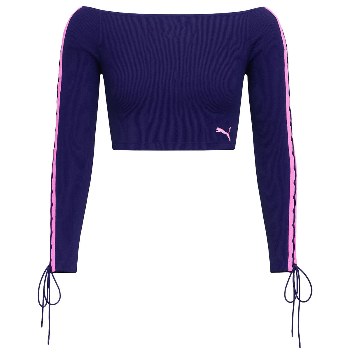 Puma x Rihanna Fenty Laced Sleeve Womens Navy Cropped Sweater