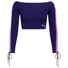 Puma x Rihanna Fenty Laced Sleeve Womens Navy Cropped Sweater