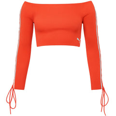 Puma x Rihanna Fenty Laced Sleeve Womens Red Cropped Sweater
