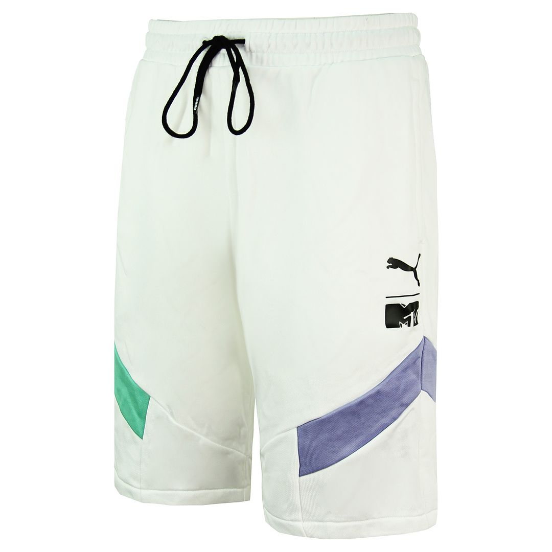 Puma x MTV Mens Shorts Colourblock Long Pants White 579815 02