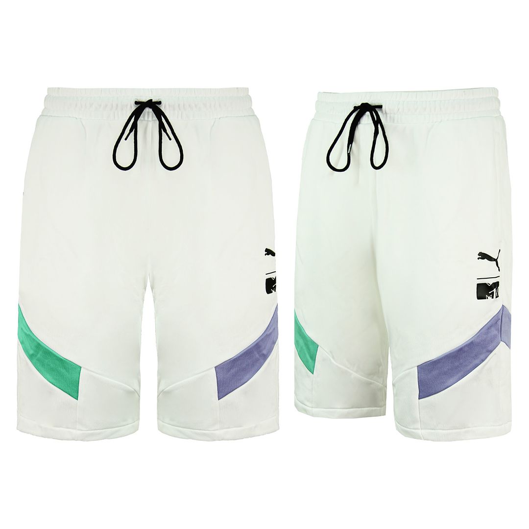 Puma x MTV Mens Shorts Colourblock Long Pants White 579815 02