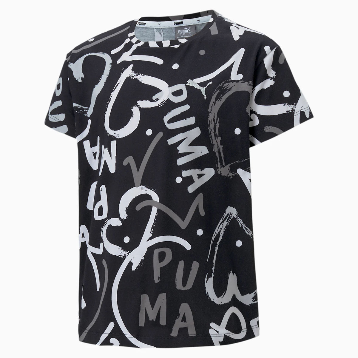 Puma Alpha Short Sleeve Crew Neck Black/White Kids AOP T-Shirt 582739 01