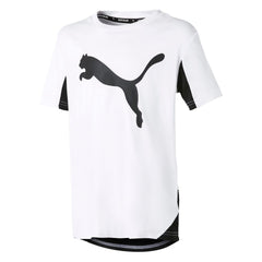 Puma Active Sports Cat Graphic Short Sleeve Crew Neck White Kids T-Shirt 582896 02