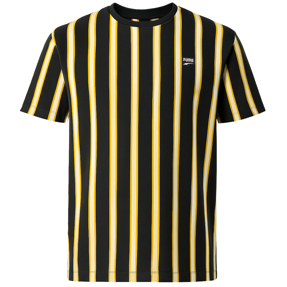 Puma Downtown Stripe Mens Black/Yellow T-Shirt