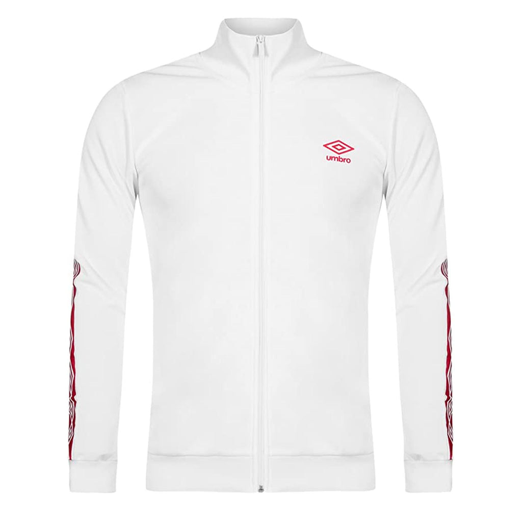 Umbro Long Sleeve Zip Up White/Red Mens Diamond Icons Taped Track Jacket 60903U 2M1