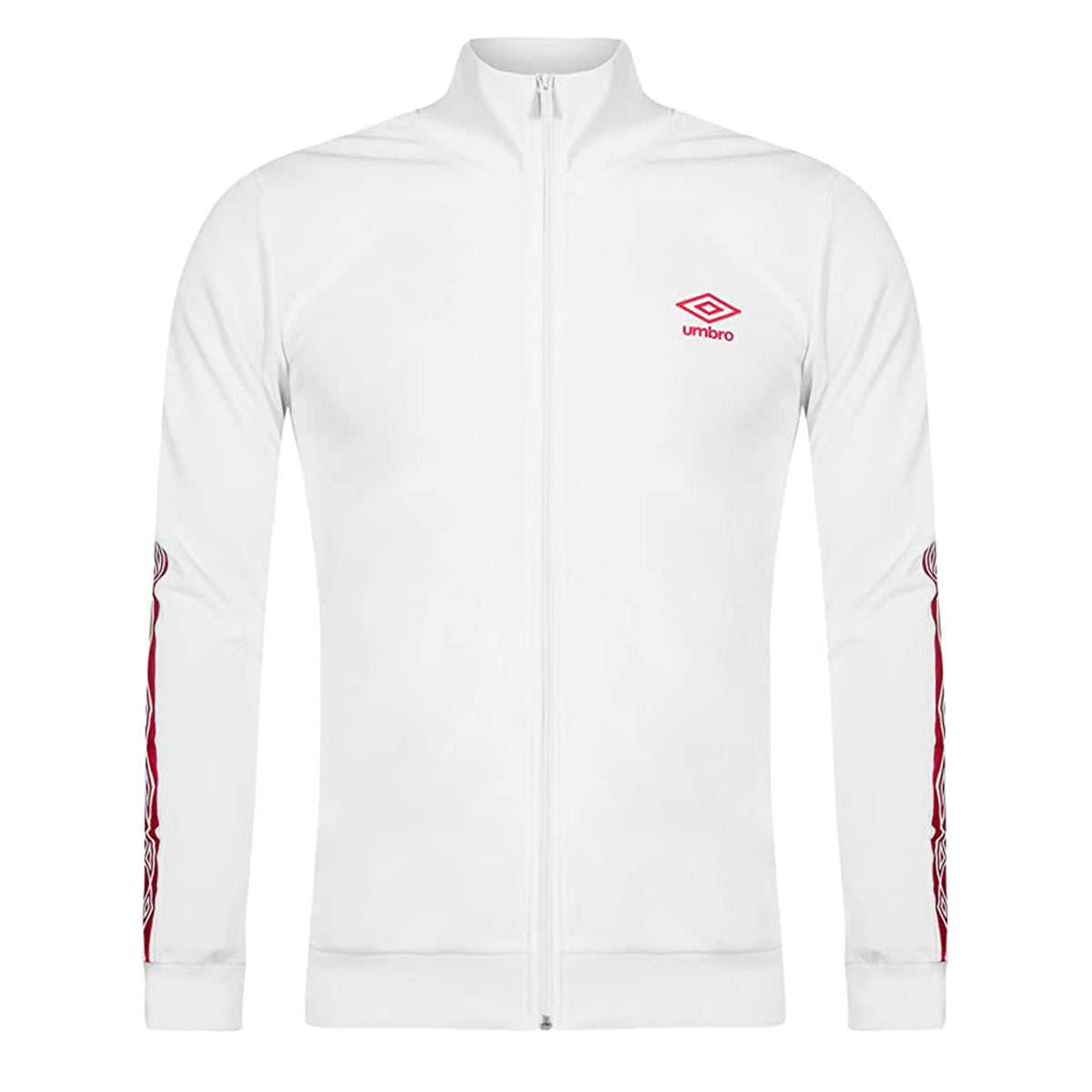 Umbro Long Sleeve Zip Up White/Red Mens Diamond Icons Taped Track Jacket 60903U 2M1