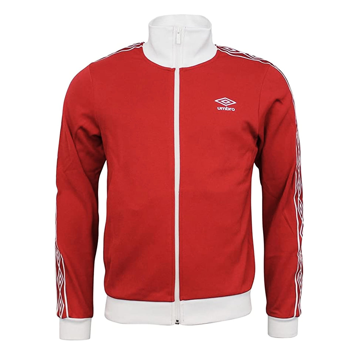 Umbro Long Sleeve Zip Up Red/White Mens Diamond Icons Taped Track Jacket 60903U D1K