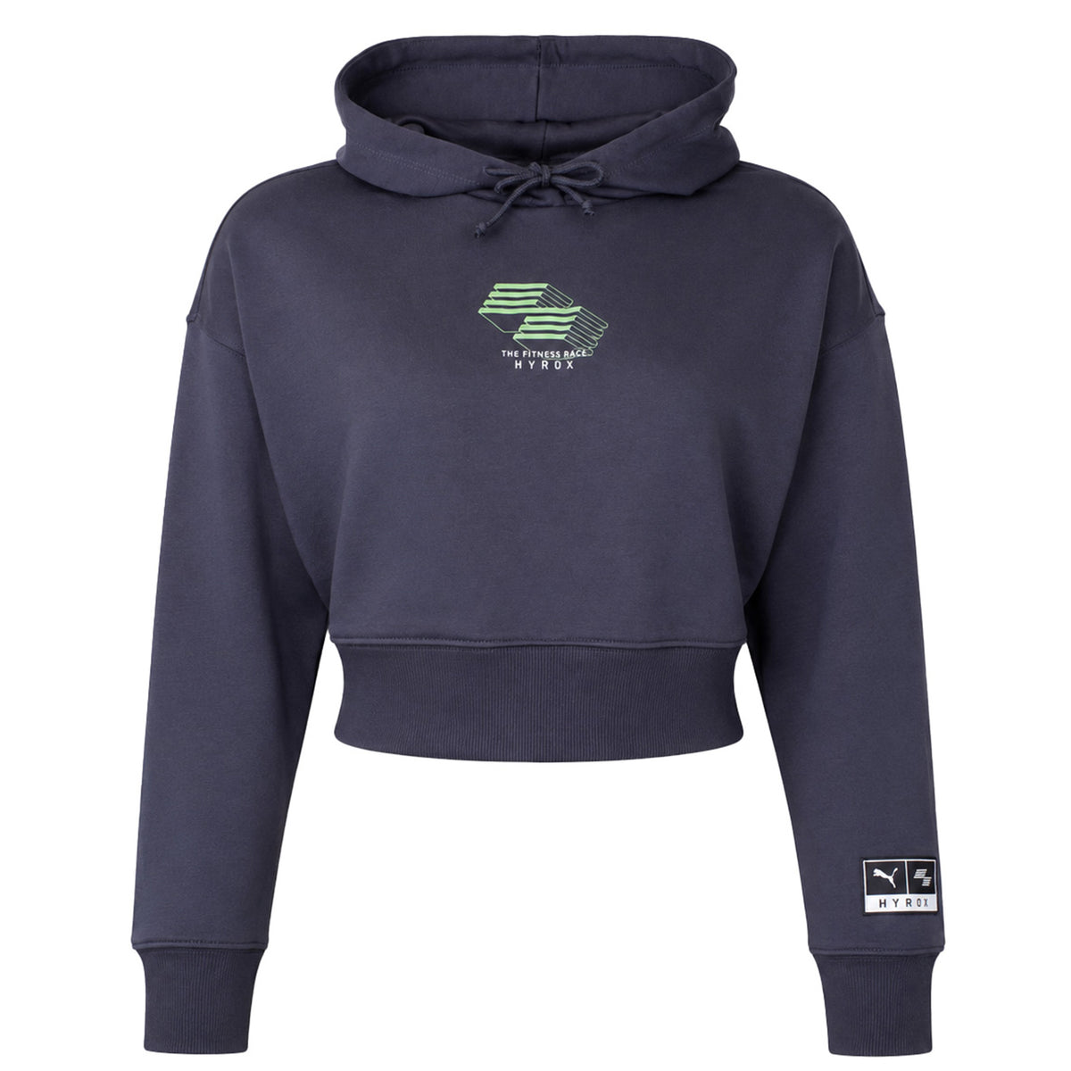 Puma x HYROX Womens Dark Grey Cropped Hoodie