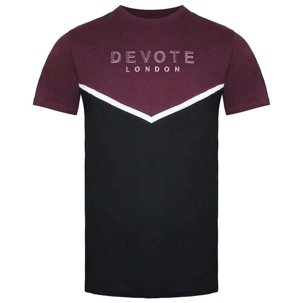 Devote London Conrad Mens Black/Burgundy T-Shirt