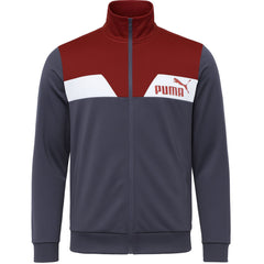 Puma Power Poly Mens Grey/Dark Red Tracksuit