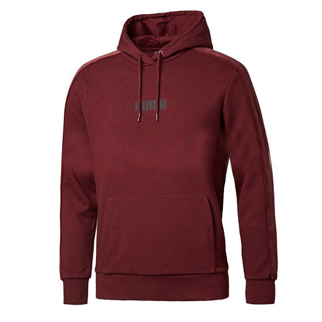 Puma Logo Mens Burgundy Velvet Hoodie