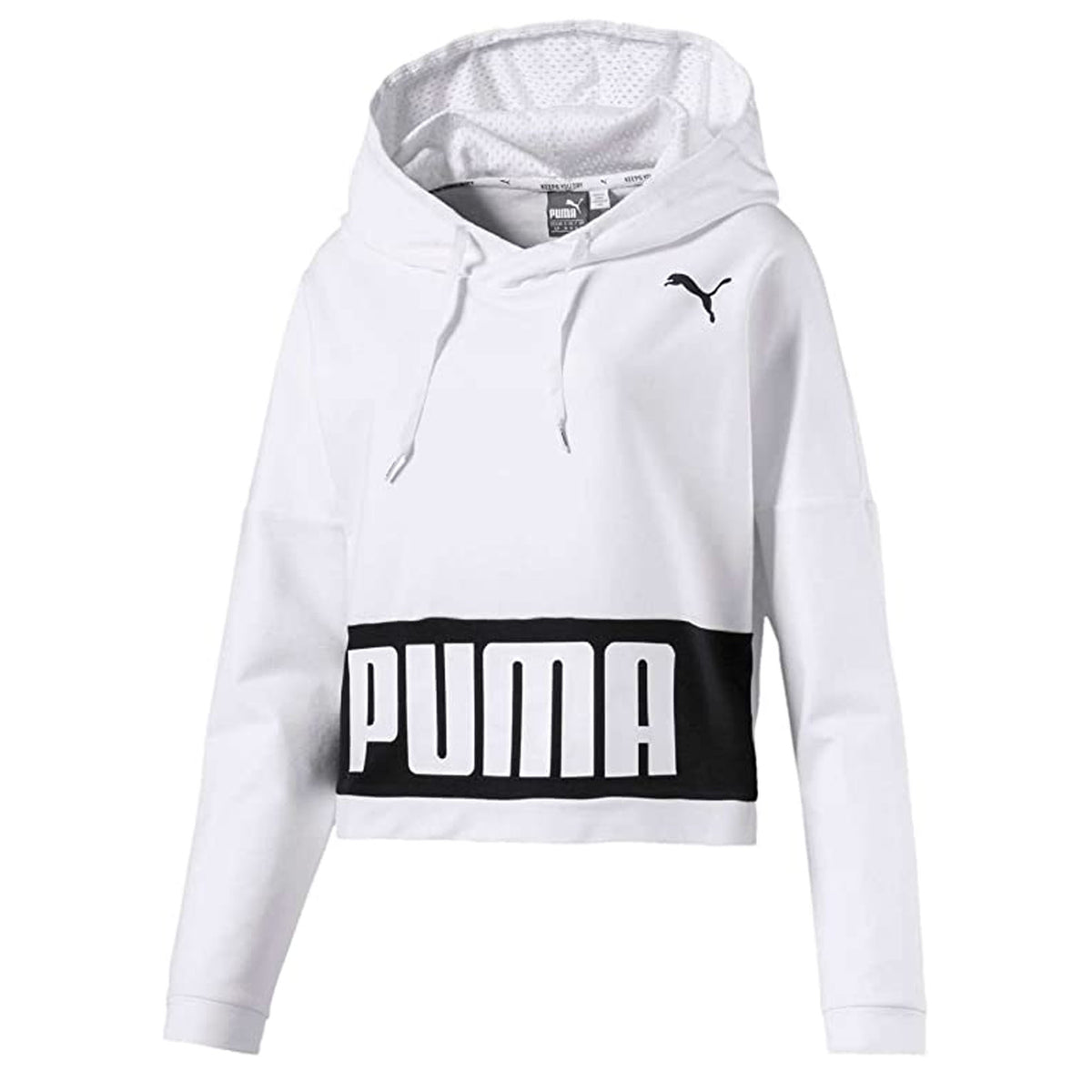 Puma Graphic Logo Urban Sports Long Sleeve White Womens Hoodie 850024 02