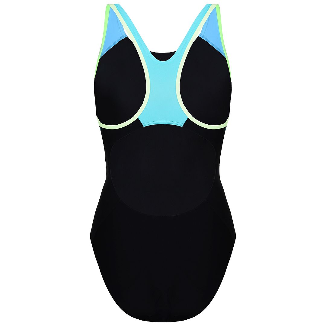 Speedo Fit Laneback Womens Black/Blue Swimsuit