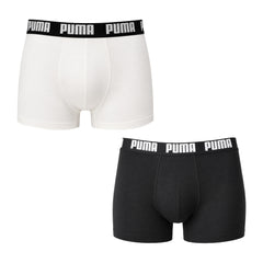 Puma 2-Pack Basic Mens White/Black Boxer Shorts
