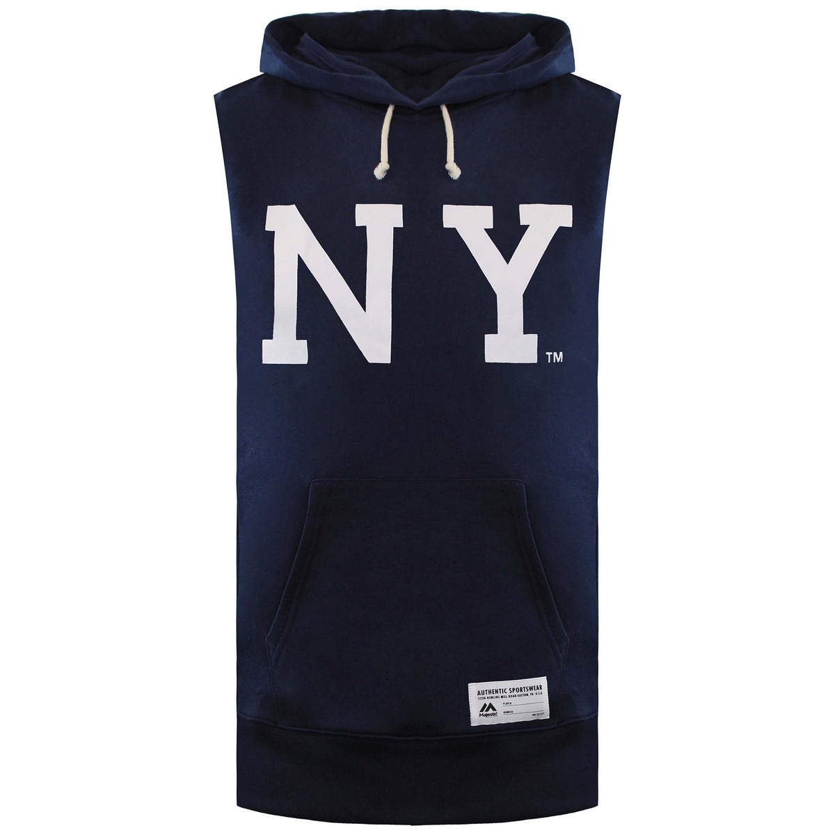 Majestic NY Topliss Mens Navy Sleeveless Hoodie