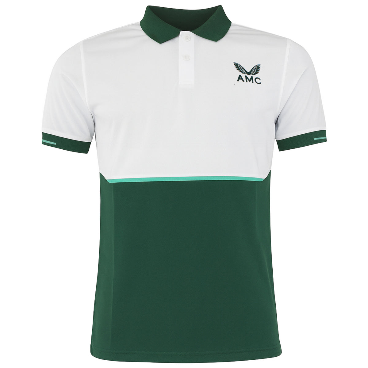 Castore AMC Technical Mens White/Green Tennis Polo Shirt