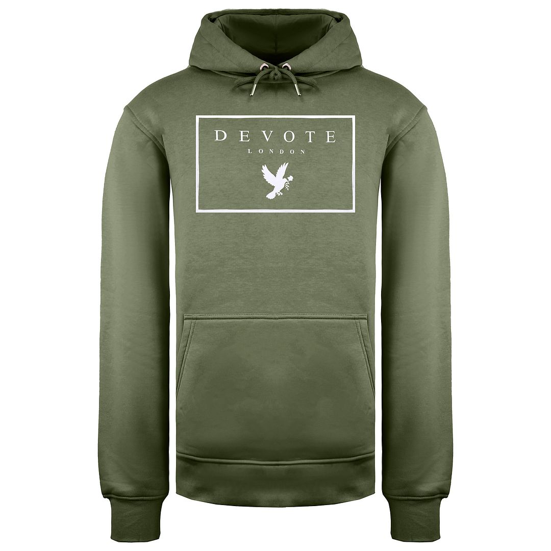 Devote London Mens Olive/White Hoodie