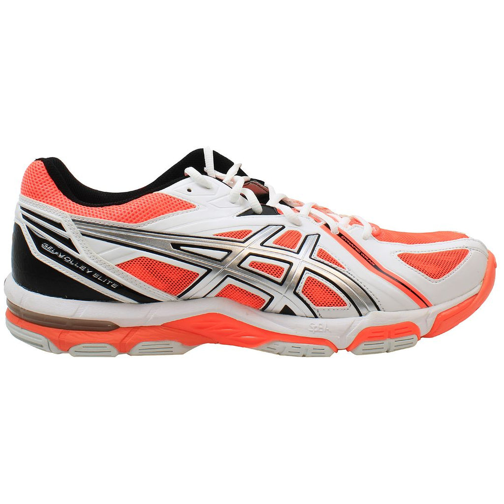 Asics Gel Elite 3 Womens White/Orange Volleyball Shoes