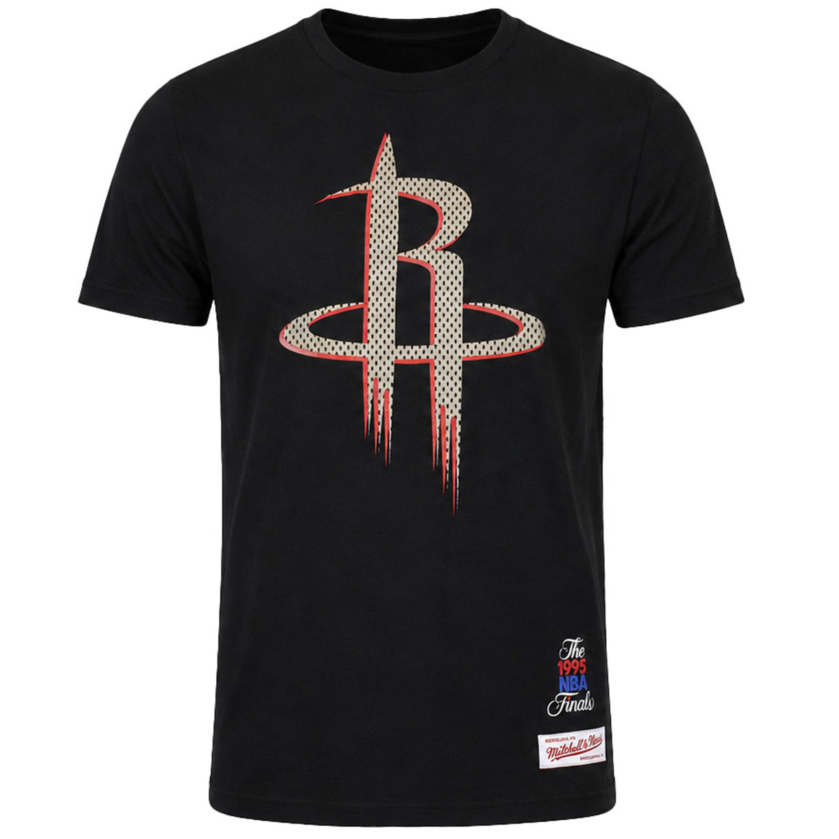Mitchell & Ness NBA Houston Rockets Gold Logo Mens Black T-Shirt