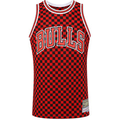 Mitchell & Ness NBA Chicago Bulls Checked B&R Mens Red/Black Vest