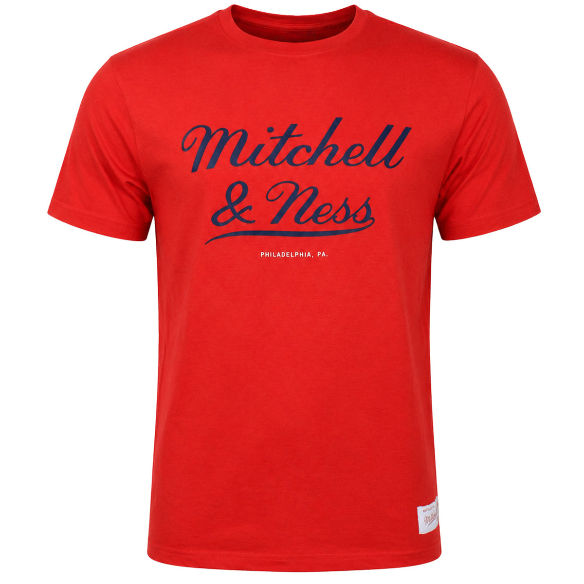 Mitchell & Ness Script Tacked Mens Red T-Shirt