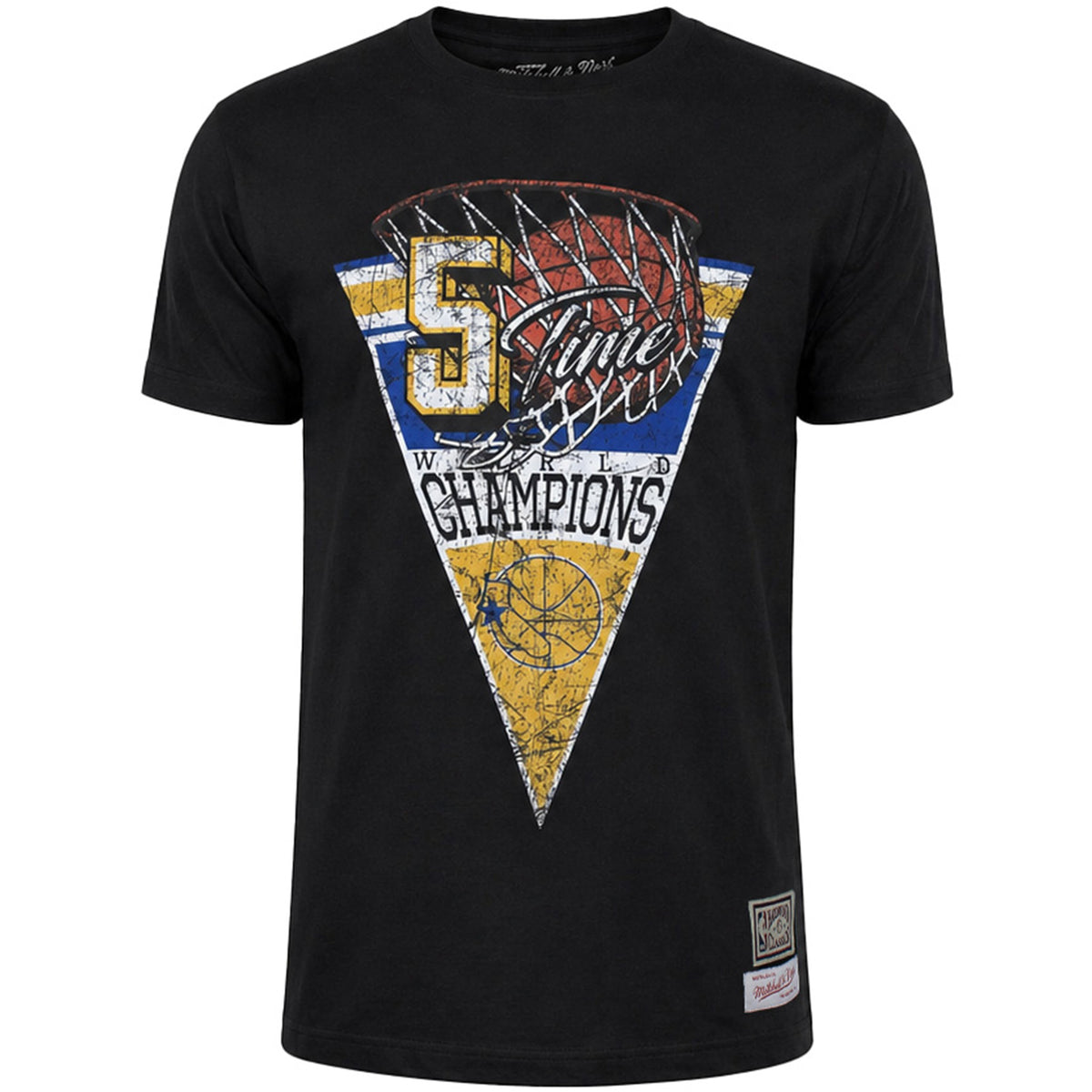 Mitchell & Ness NBA Golden State Warriors Pennant Mens Dark Grey T-Shirt
