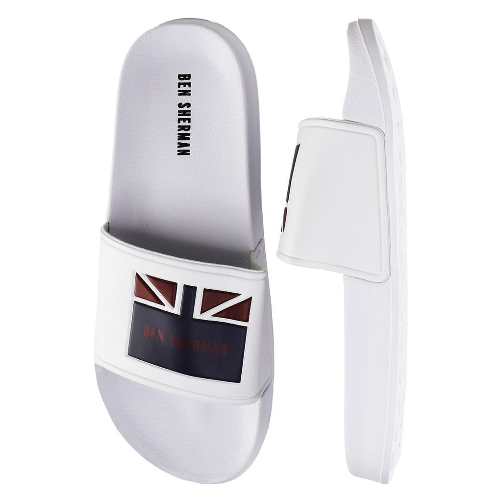 Ben Sherman Union Mens White Sliders – Sport It First