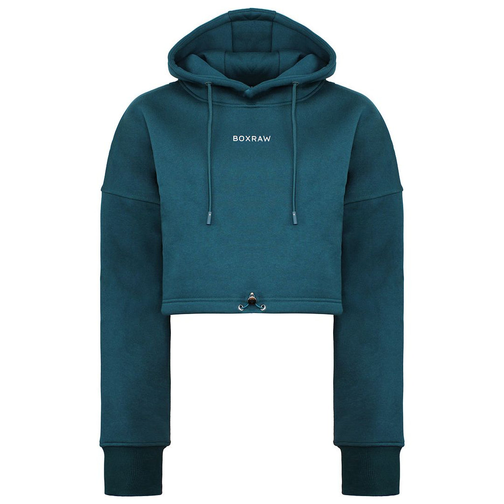 BoxRaw Johnson Womens Teal Cropped Hoodie