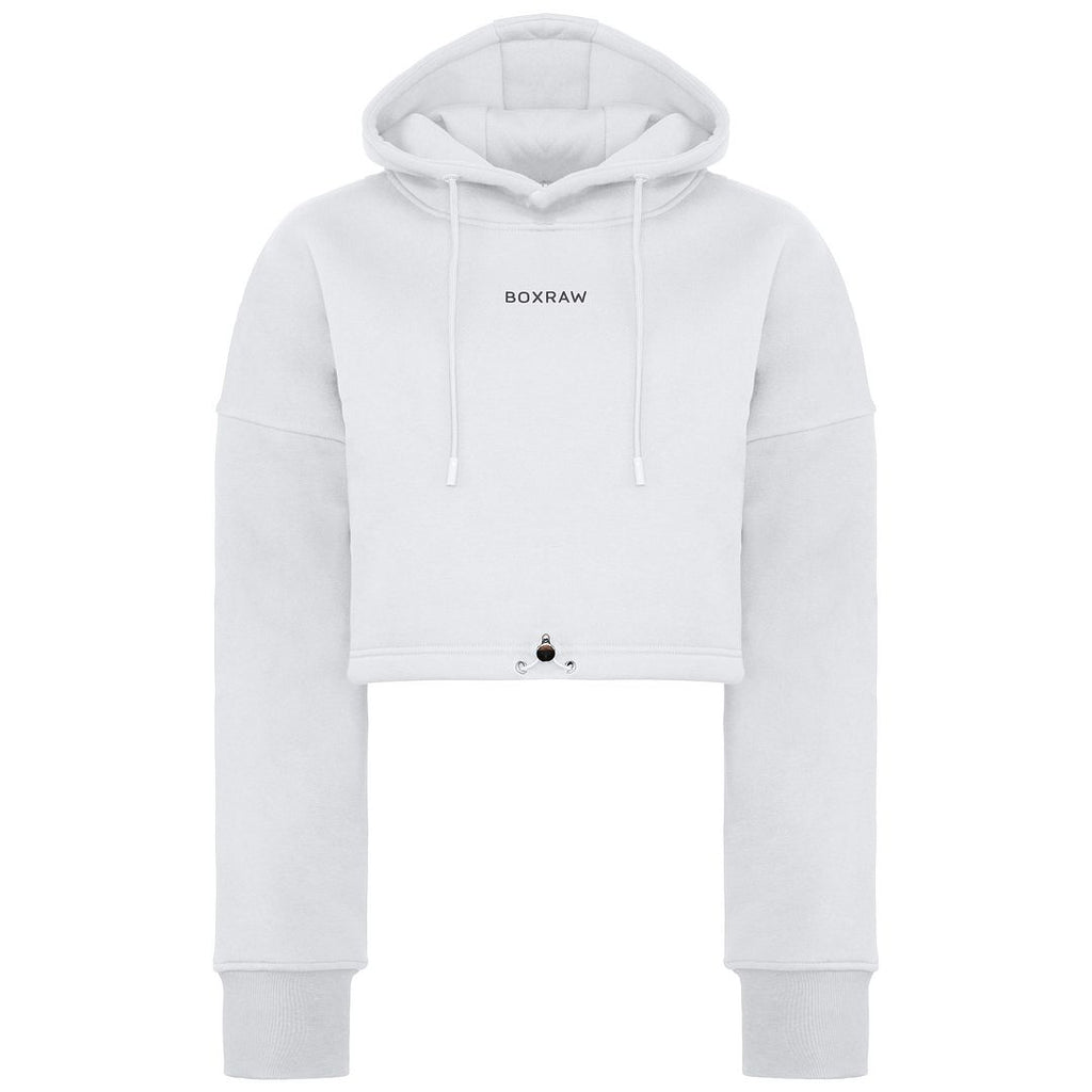 BoxRaw Johnson Womens White Cropped Hoodie