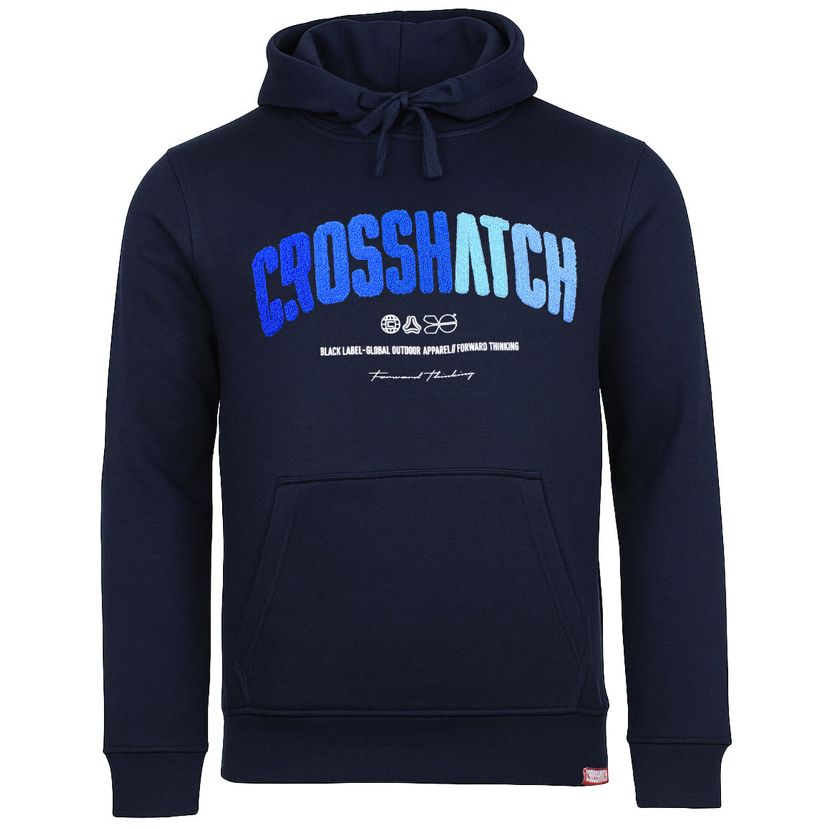 Crosshatch Chest Print Mens Navy Hoodie