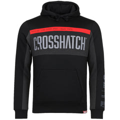Crosshatch Panel Mens Black Hoodie