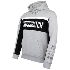 Crosshatch Panel Mens Grey Hoodie
