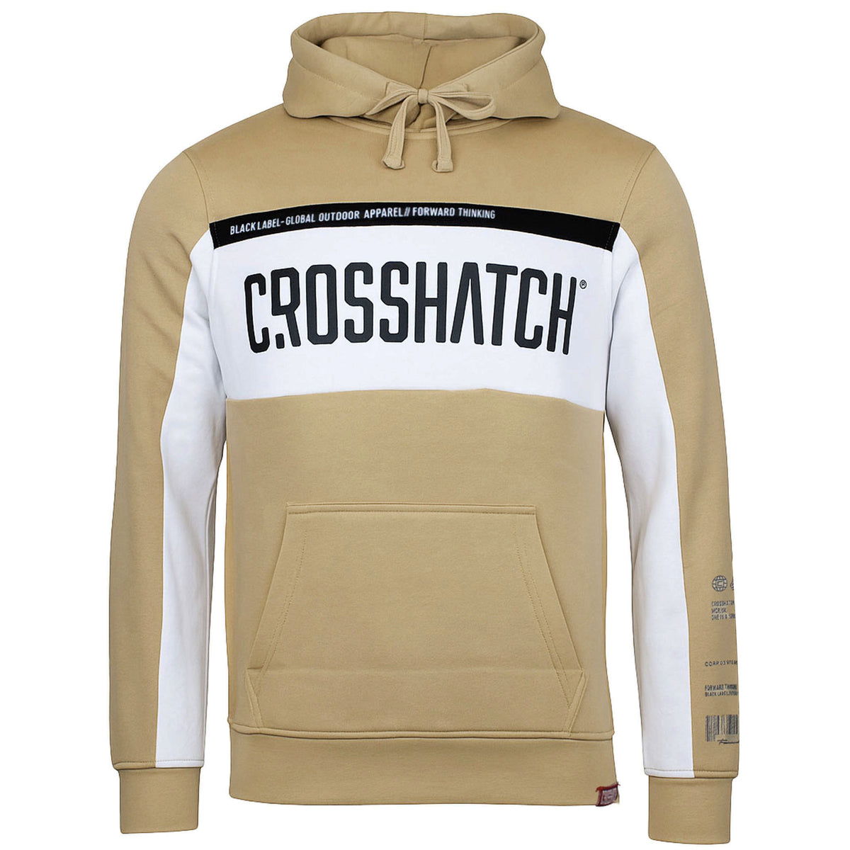 Crosshatch Panel Mens Stone Hoodie