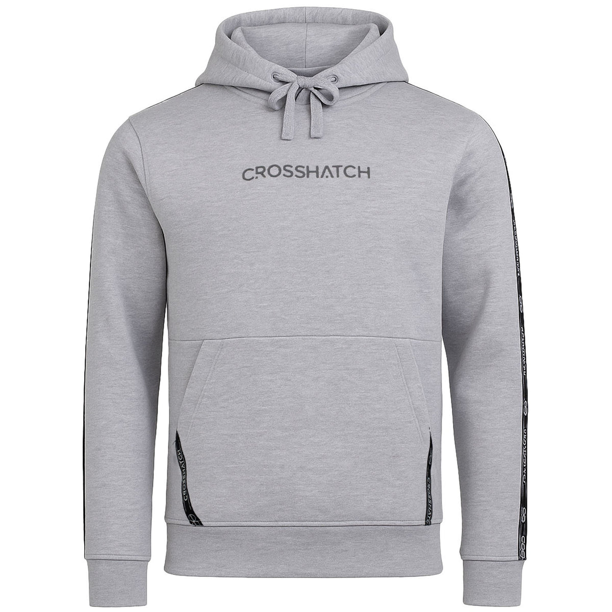 Crosshatch Apollos Panel Tape Mens Grey Hoodie