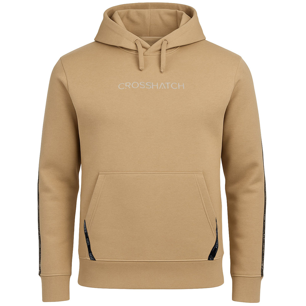 Crosshatch Apollos Panel Tape Mens Stone Hoodie