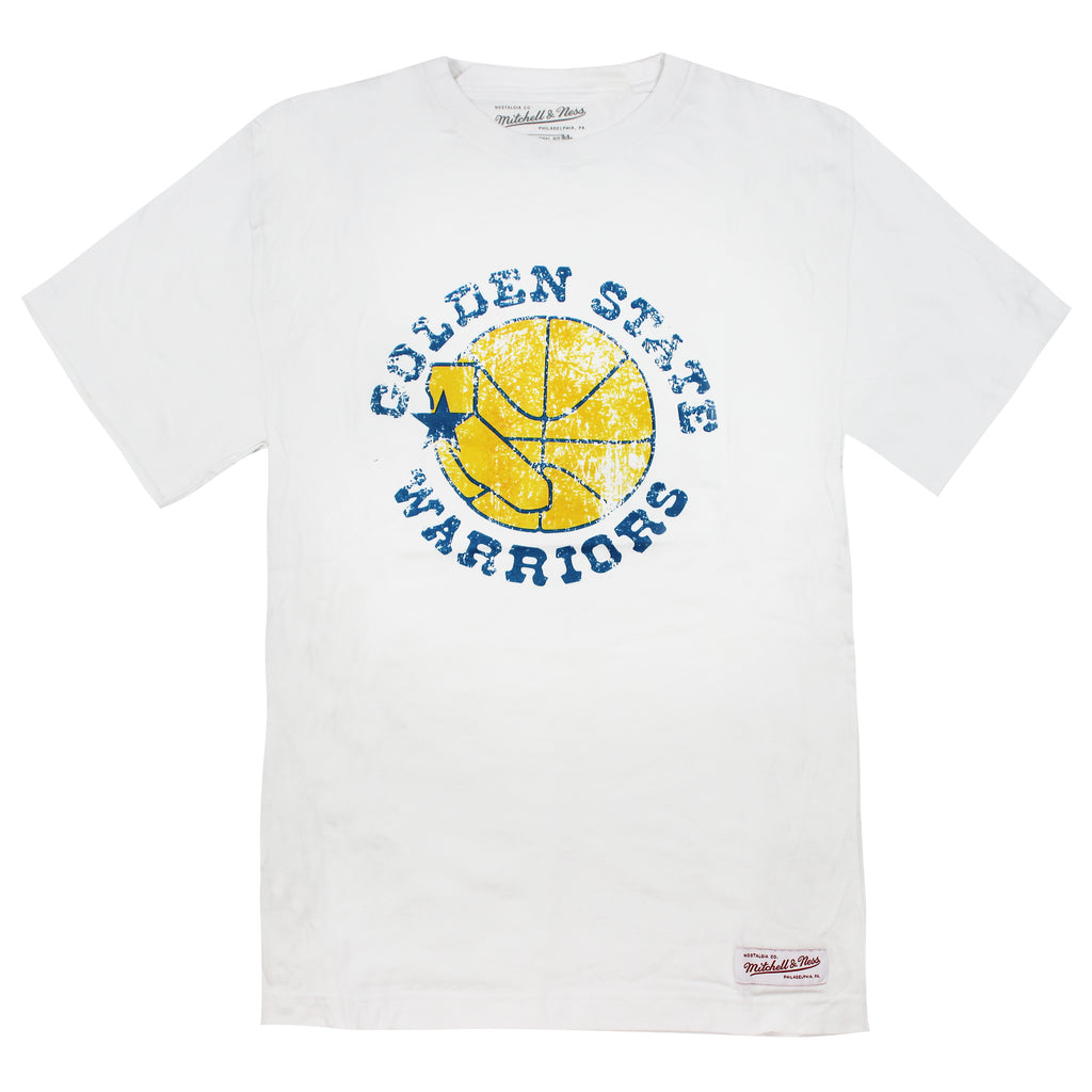 Mitchell & Ness Golden State Warriors Distressed Logo Mens T-Shirt